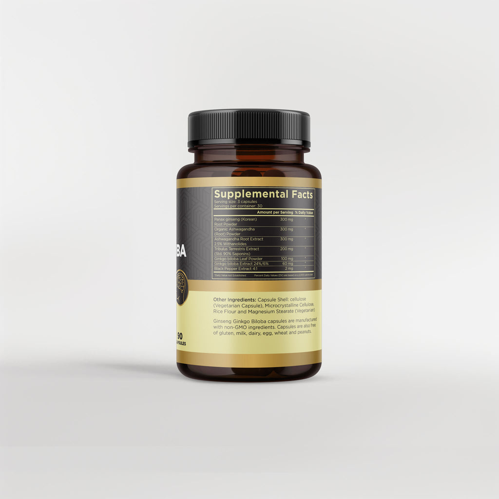 Encore Healthcare Products Ginseng Ginkgo Biloba with Tribulus & Ashwagandha - 90 Capsules