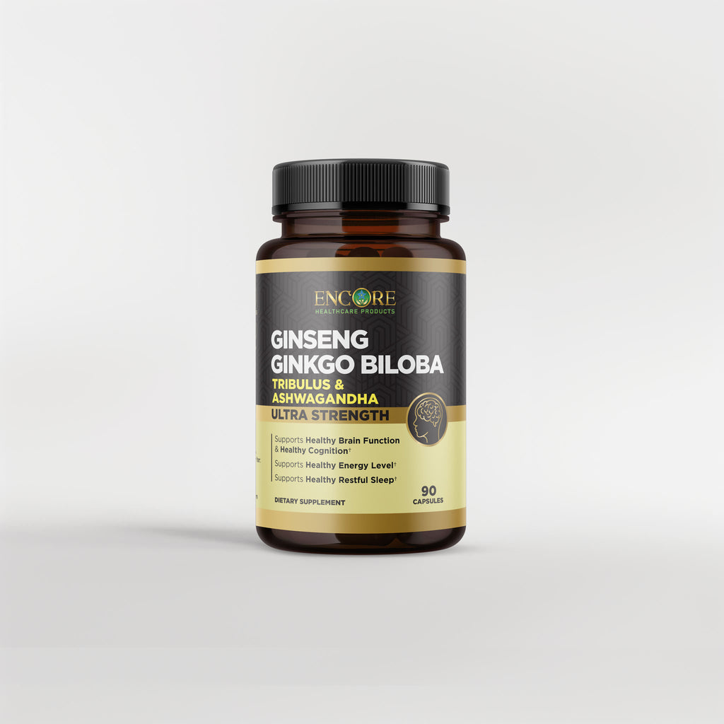 Encore Healthcare Products Ginseng Ginkgo Biloba with Tribulus & Ashwagandha - 90 Capsules