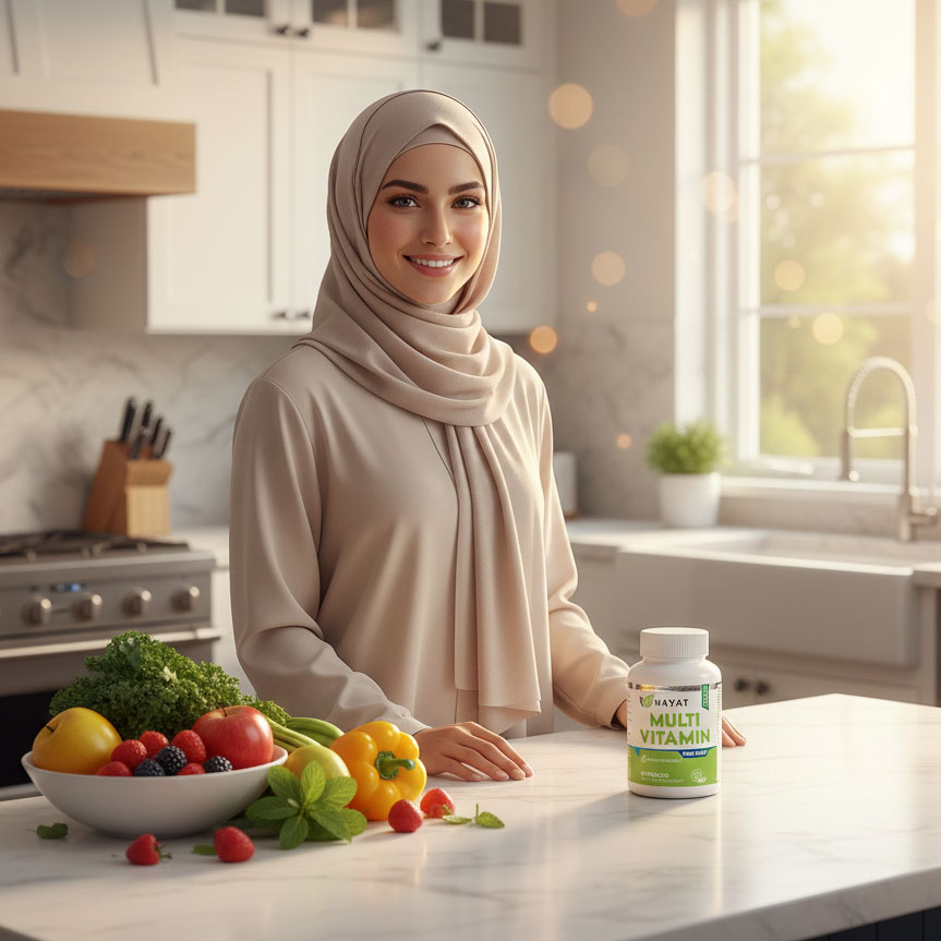 Hayat Vitamins Vegan Natural Multivitamin, Certified Halal - 60 Tablets