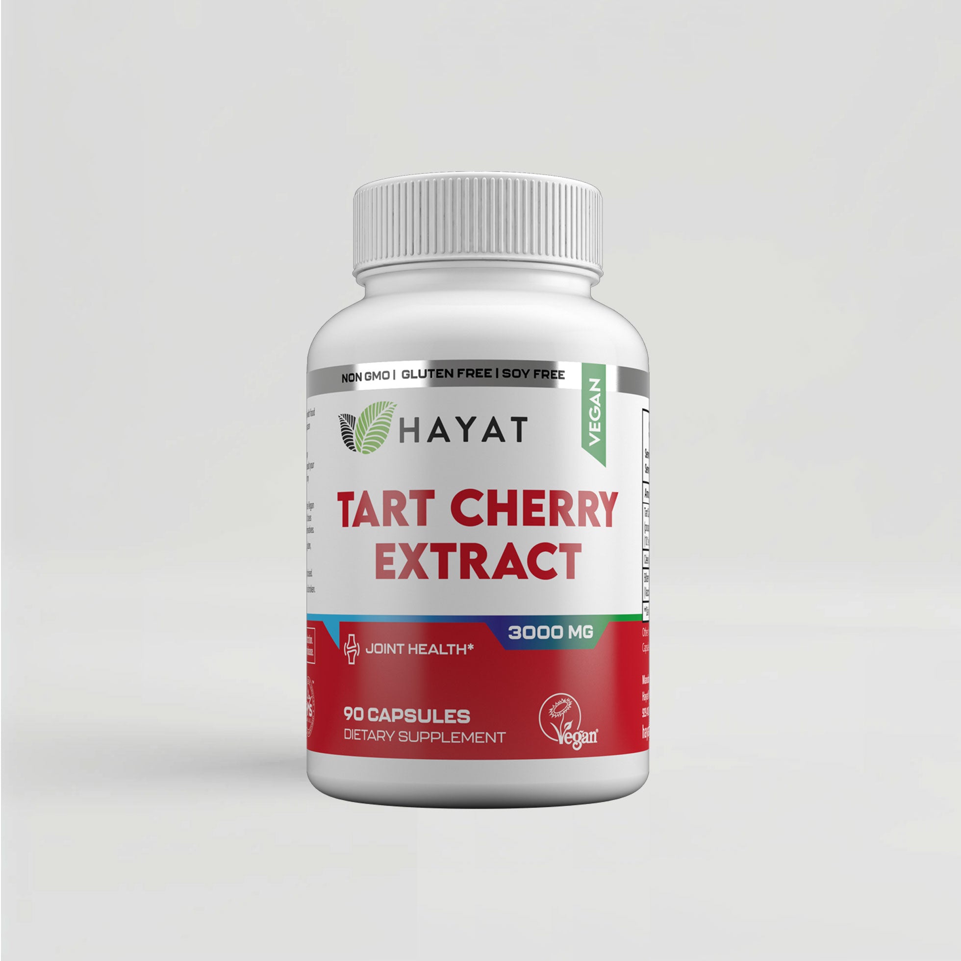 Hayat Vitamins Vegan Natural Tart Cherry Extract 3000 MG, Certified Halal - 90 Capsules